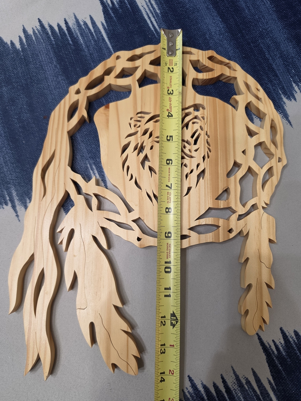 Scroll-saw Cut Wooden Bear Dreamcatcher W/ Feathers Wall Hanging Cutout Decor - Picture 5 of 9